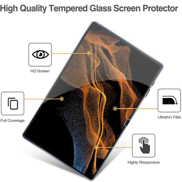 (2 Pack) Samsung Galaxy Tab S8 Ultra Tempered Glass LCD Screen Protector Film (2 Pack) Samsung Galaxy Tab S8 Ultra Tempered Glass LCD Screen Protector Film